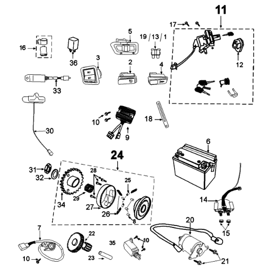 Electric equipment Peugeot Tweet 125 EFI YO N SBC E4 2018-2020