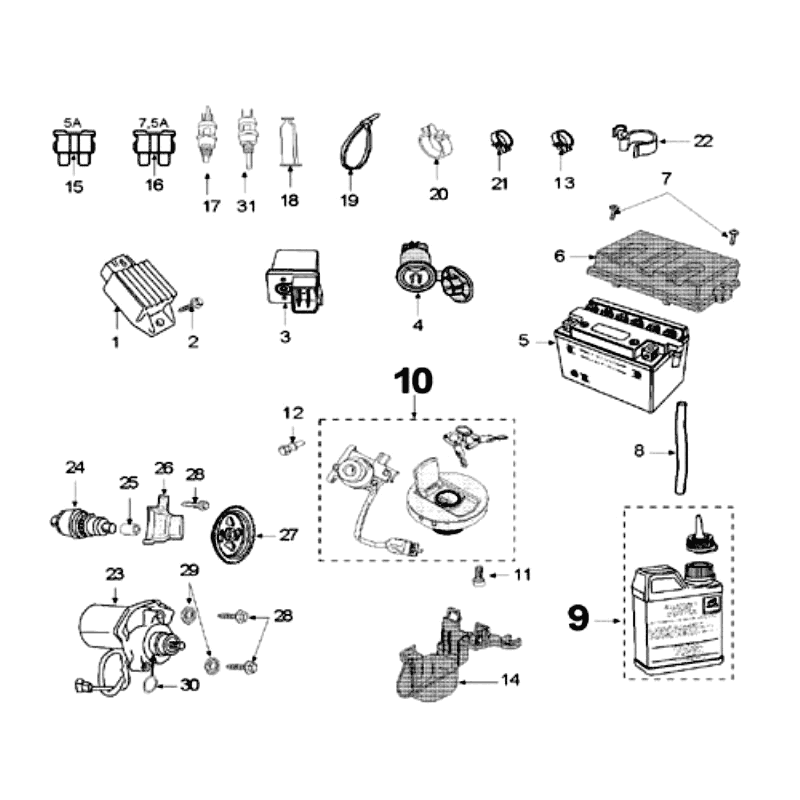 Electric Part Peugeot Speedfight 3 AC Red
