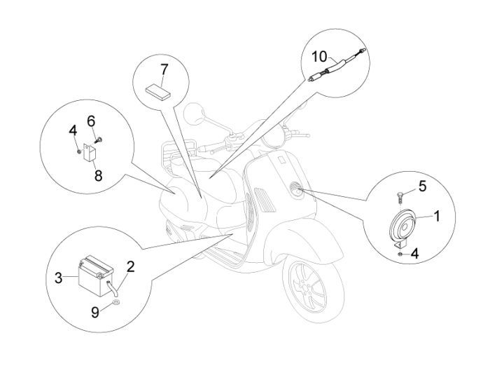 Electric parts Vespa Lxv 25km 4-stroke 2-valve