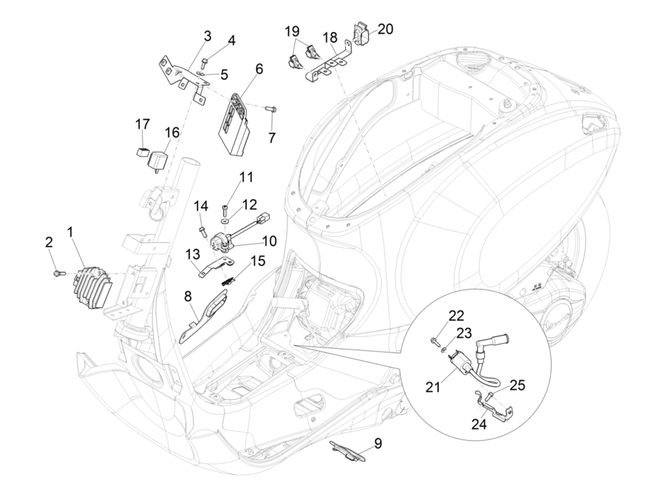 Electric parts 2 Vespa Sprint 25km 4-stroke 3-valve (euro4 injection IGET)