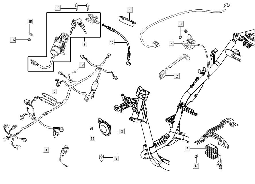 electrical parts AGILITY 16+ 4T 125 Matte Metallic Light Blue