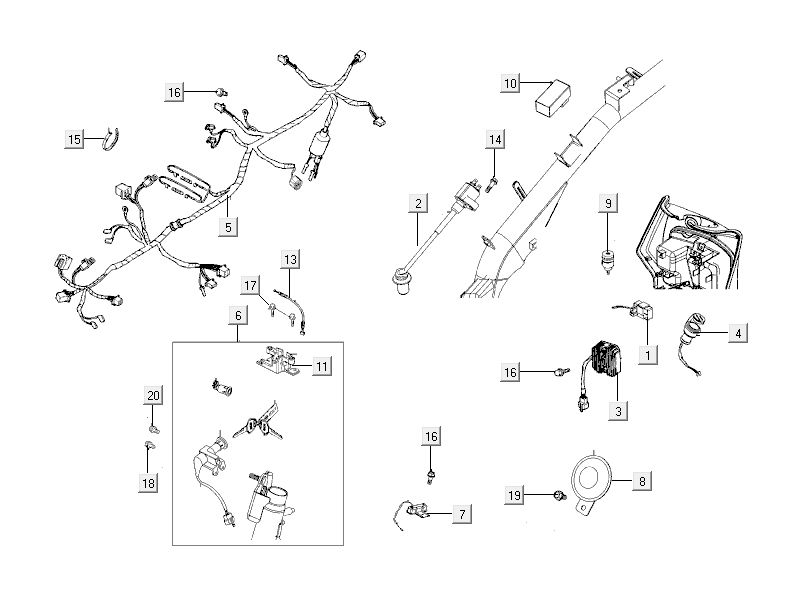 Electrical parts Kymco City 16' 4-stroke white