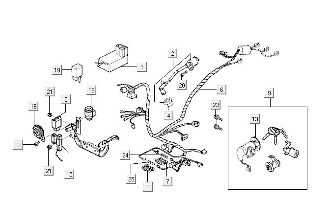 Electrical parts Kymco Super9 2t lc o.m matt black-yellow