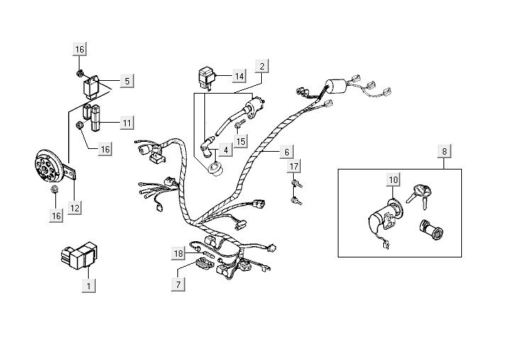 Electrical parts Kymco Vitality 2t ac red