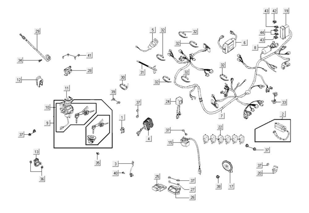 Electrical parts Kymco Xciting 400i Matt Black