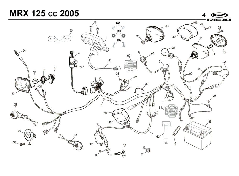 Electric parts Rieju MRX 125 blue 2005 4-Stroke