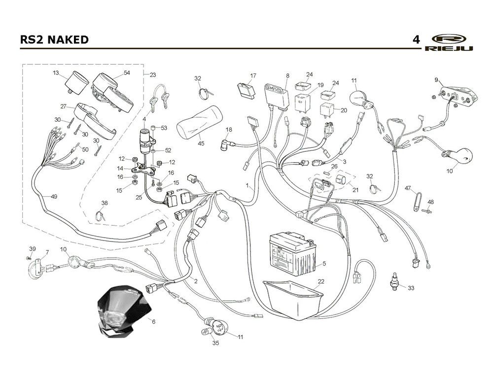 Electric parts Rieju Rs2 Naked black 2009 2-stroke