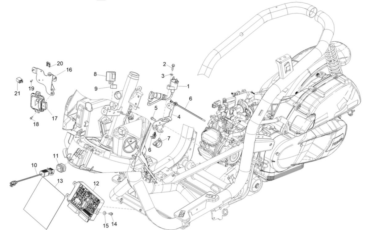 Piaggio Medley 125 ABS E5 2021-2022 (EMEA) Voltage Regulator - Electronic Control Units - HS Ignition Coil