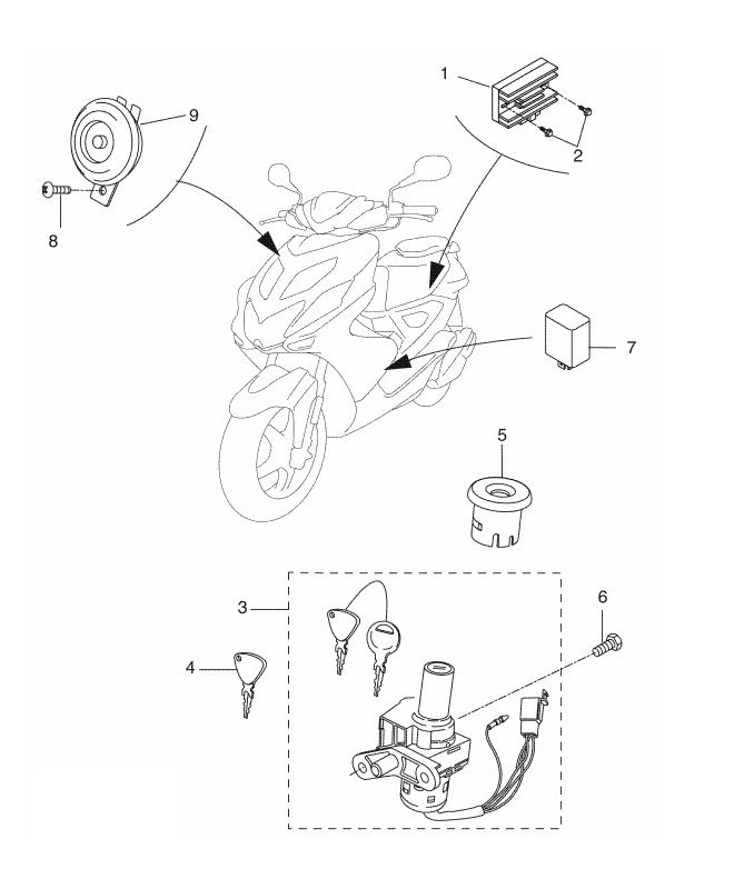 Electrical parts Yamaha Aerox 2-stroke 2013