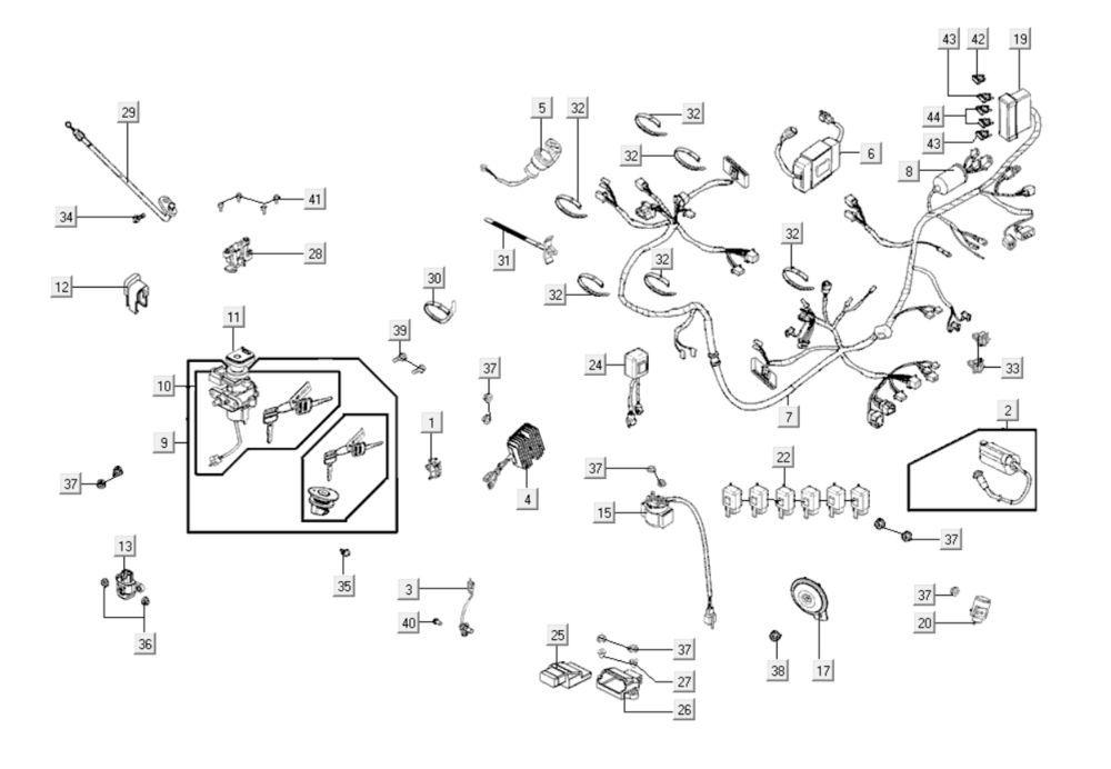 Electrical Parts Kymco Xiting 400i Pearly Black