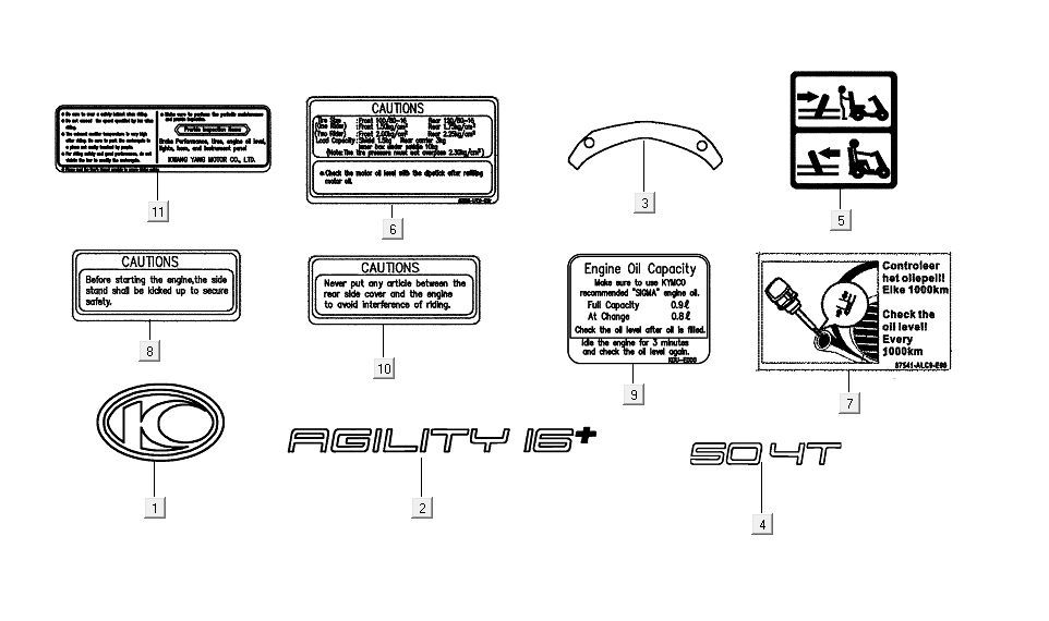 Infosticker Kymco Agility 16'+ 4-stroke injection euro4 matt grey