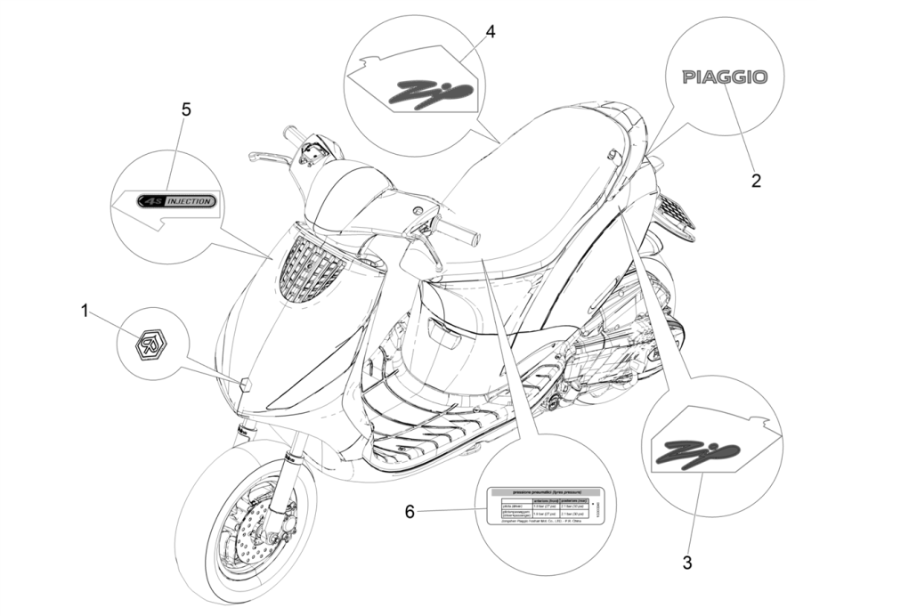 Emblems Piaggo Zip 4-stroke (euro4 injection IGET)