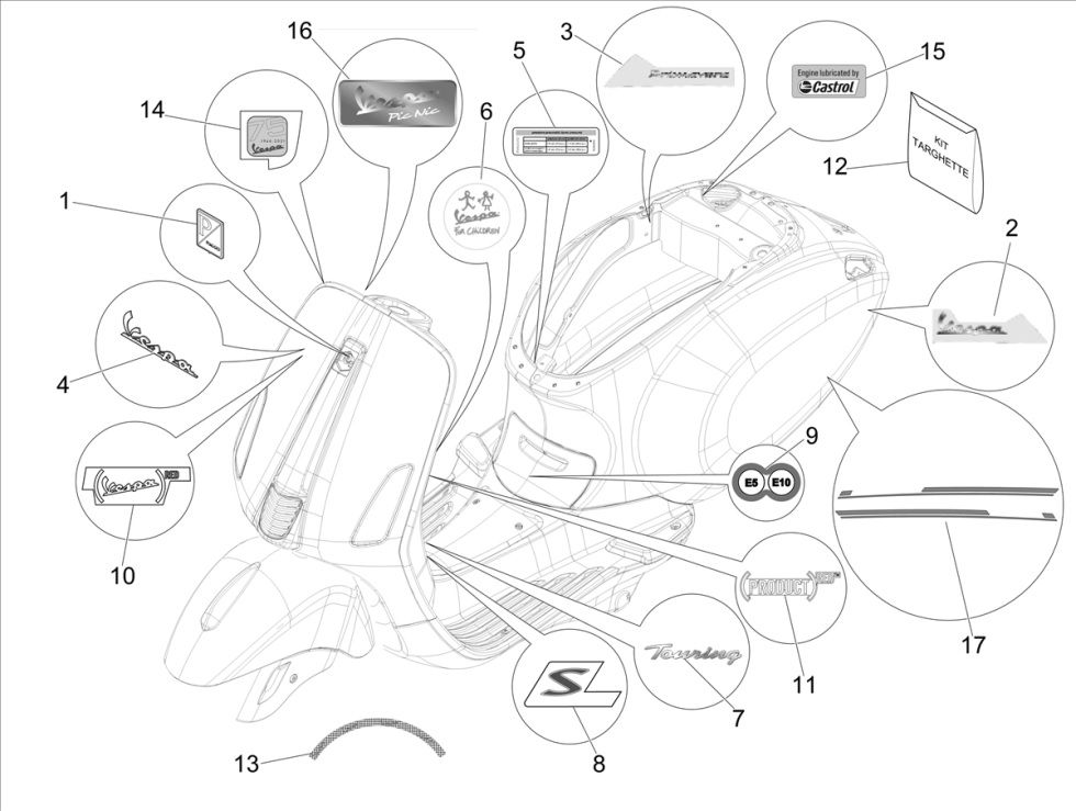 Emblem stickers Vespa Primavera 4-stroke 3V (euro5 injection IGET)