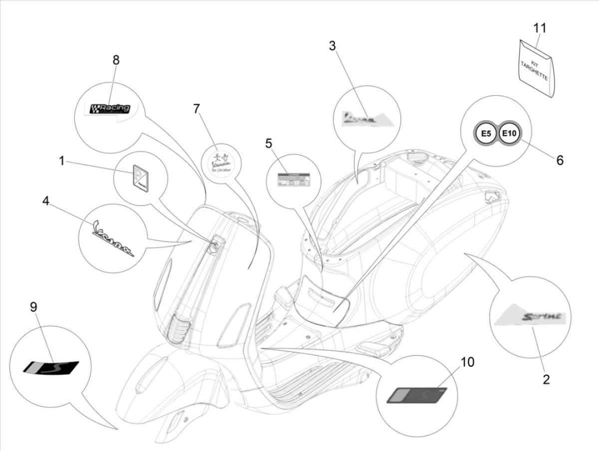 Emblems Vespa Sprint 4-stroke 3-valve (euro5 injection IGET)