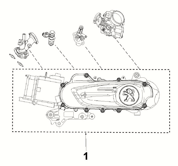 Peugeot Django 4-stroke Euro 5 complete engine block