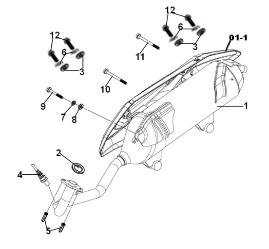 Exhaust muffler Sym Jet 14 125I E5 2021-2024