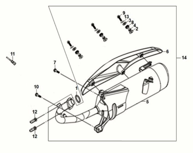 Exhaust Muffler Sym Orbit III 125I E5