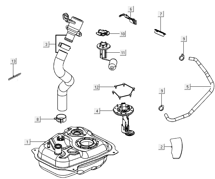 Fuel tank Kymco Agility 16+ 4T 150I E4