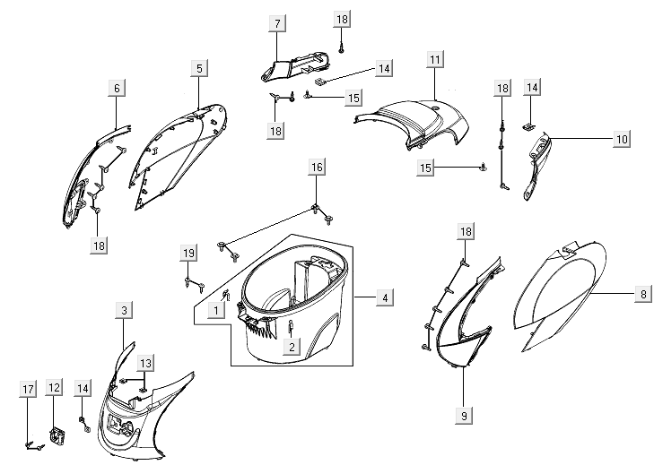Motorschermen - Helmbak Kymco E-Vitality