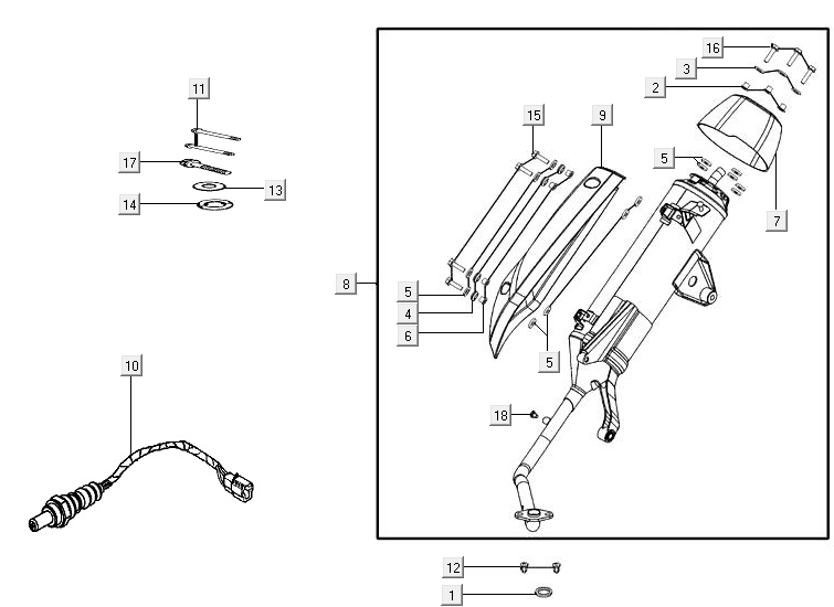 Exhaust Kymco Agility 16+ 4T 150I E4