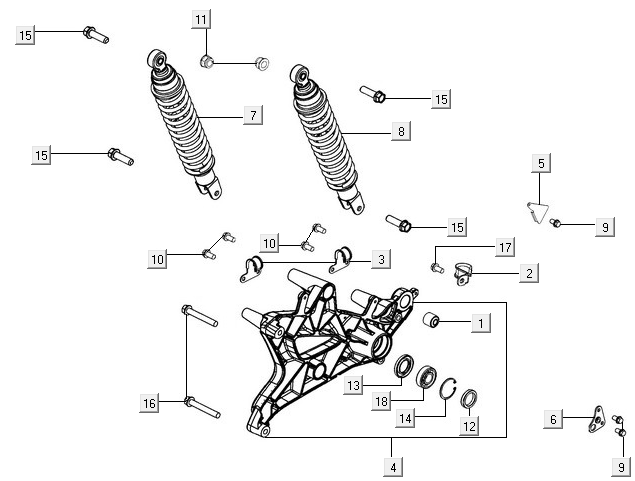 Rear Shock Absorbers Kymco New Downtown 125I ABS