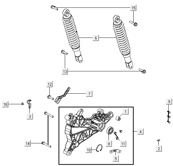 Shock absorber rear Kymco New Like 150I E4