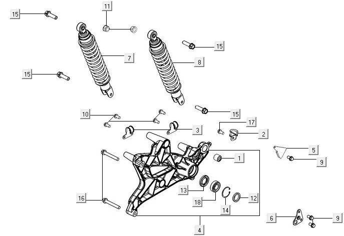 Rear shock absorber Kymco New Downtown 350I ABS