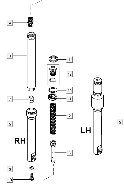 Fork leg parts Kymco E-Vitality
