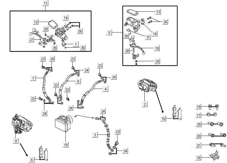 Brake system Kymco Agility 16+ 4T 150I E4