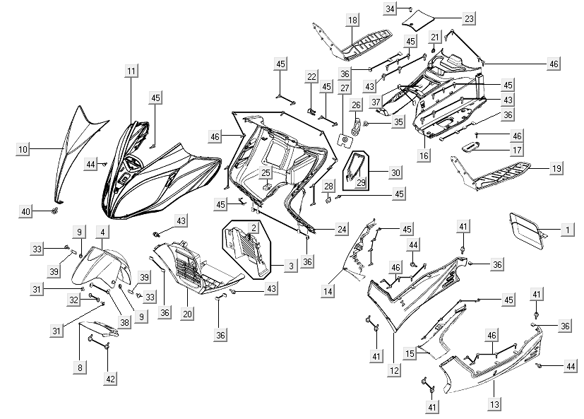 Front covers Kymco Xciting 500R EVO