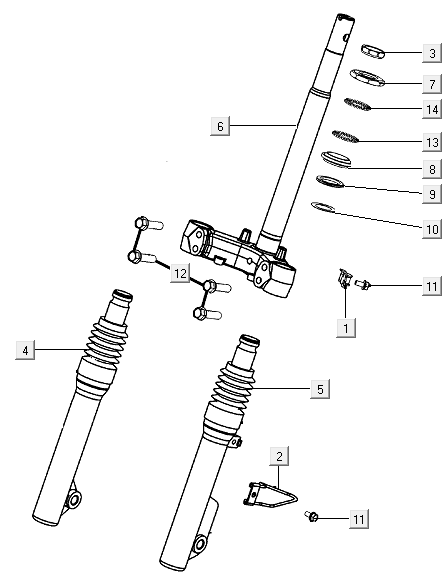 Fork tube complete Kymco E-Vitality