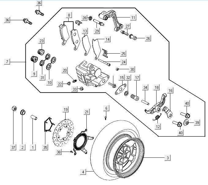 Rear wheel brake brake caliper Kymco Xciting 500R EVO