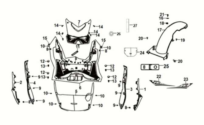 Floor panel - center cover Sym Jet 14 125I AC E5 2021-2024 RICH GRAY (GY-430C)