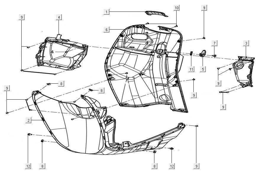 Foot protective shield Kymco Filly 50 E5+ Mat rood