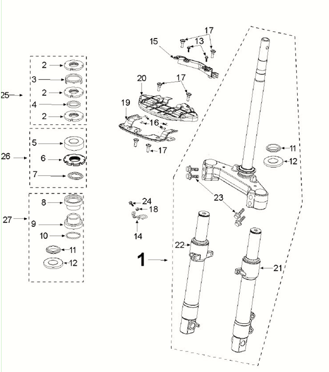 Front fork - Peugeot Django 4-stroke Euro 5 headset