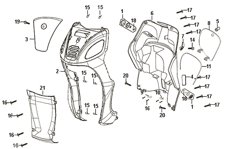 Voorkap - Beenschild Sym Symphony (R010CA) red