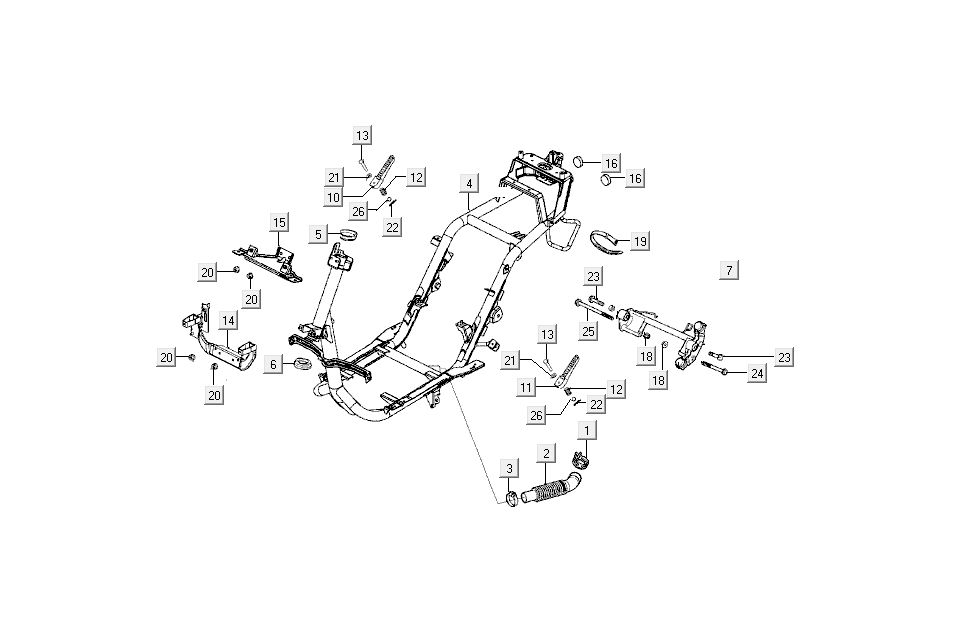 frame parts Kymco Super9 AC 2-stroke nm red