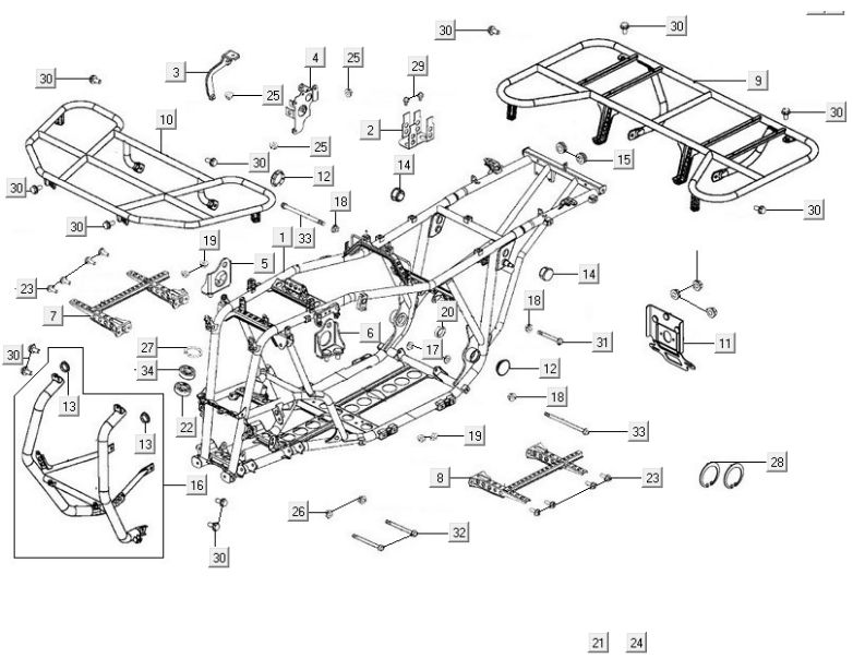 Frame parts Kymco MXU 50 2T AC