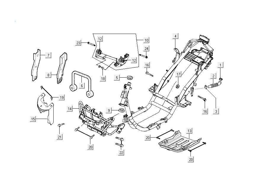 frame engine mount Kymco Grand Dink 2-stroke Champagne