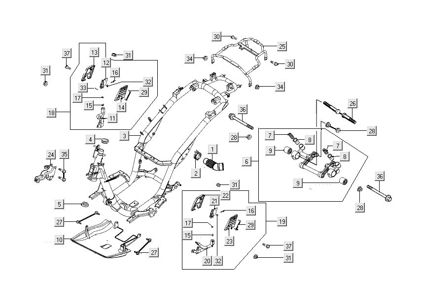 frame engine mount Kymco People S 4-stroke Elegance brown