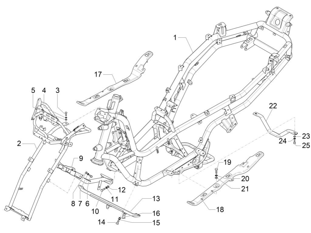 Frame Piaggio MP3 300 ie LT Business - Sport (met en zonder ABS) 2016-2018