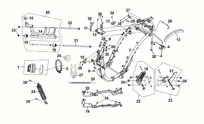 Frame body - engine hanger Sym Symphony ST 50 E5