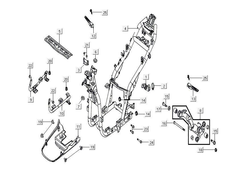 frame parts AGILITY 16+ 4T 200i Matte Metallic Light Blue