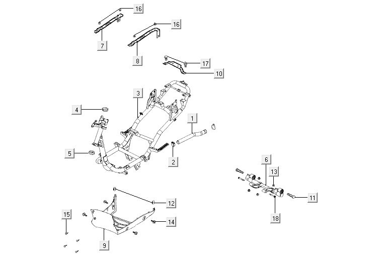 Frame parts Kymco Agility 12' 4-stroke black