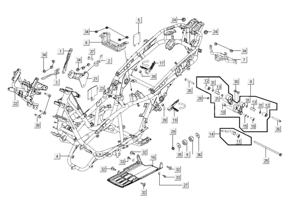 Frame parts Kymco Xciting 400i Pearly Black