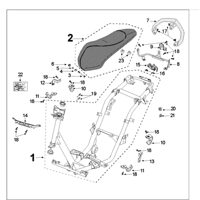 Frame and Saddle Peugeot Kisbee RS Matt Black