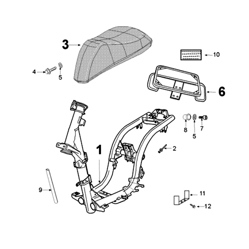 Frame and Saddle Peugeot Ludix 14 black