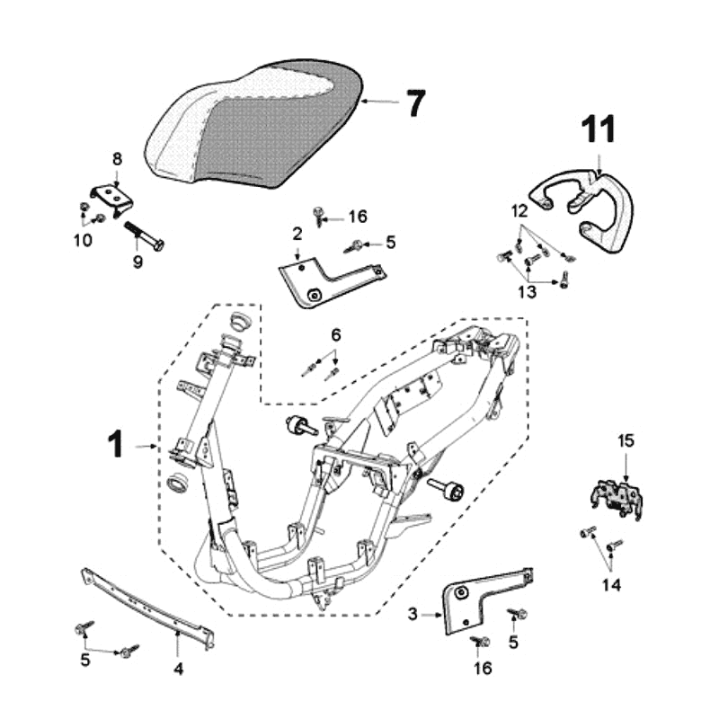 Frame and Saddle Peugeot New Vivacity 2-stroke Dark Blue