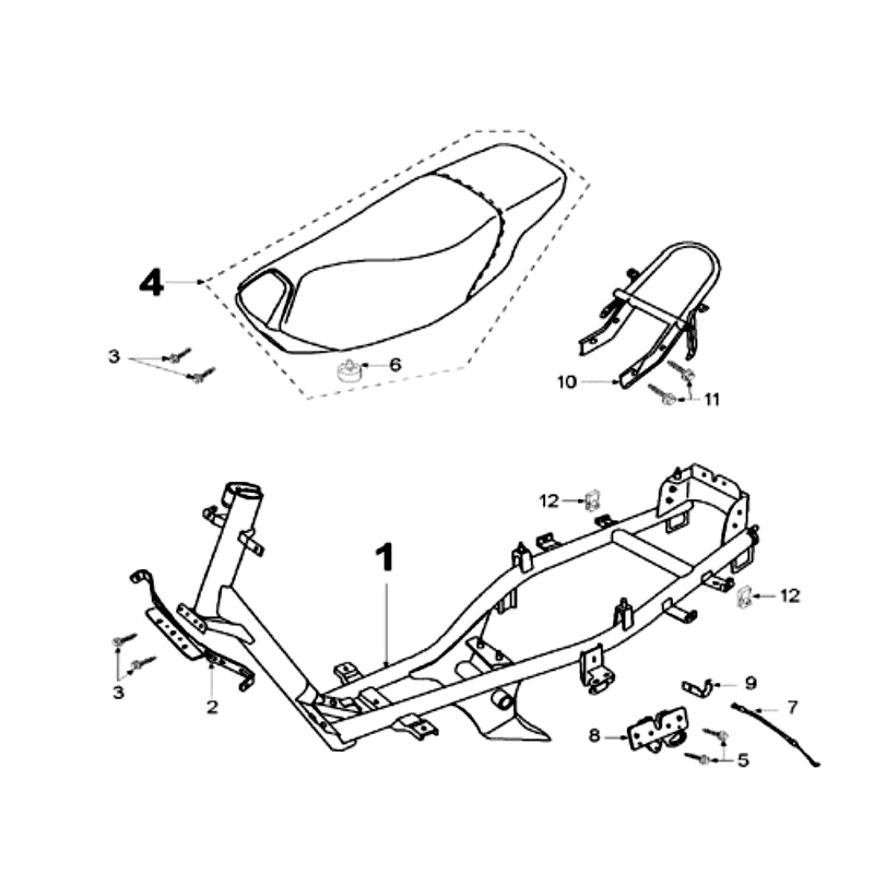 Frame and Saddle Peugeot Speedfight 2 AC Black