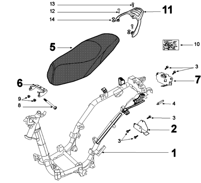 Frame en zadel Peugeot Tweet 125 V E3 2013-2017